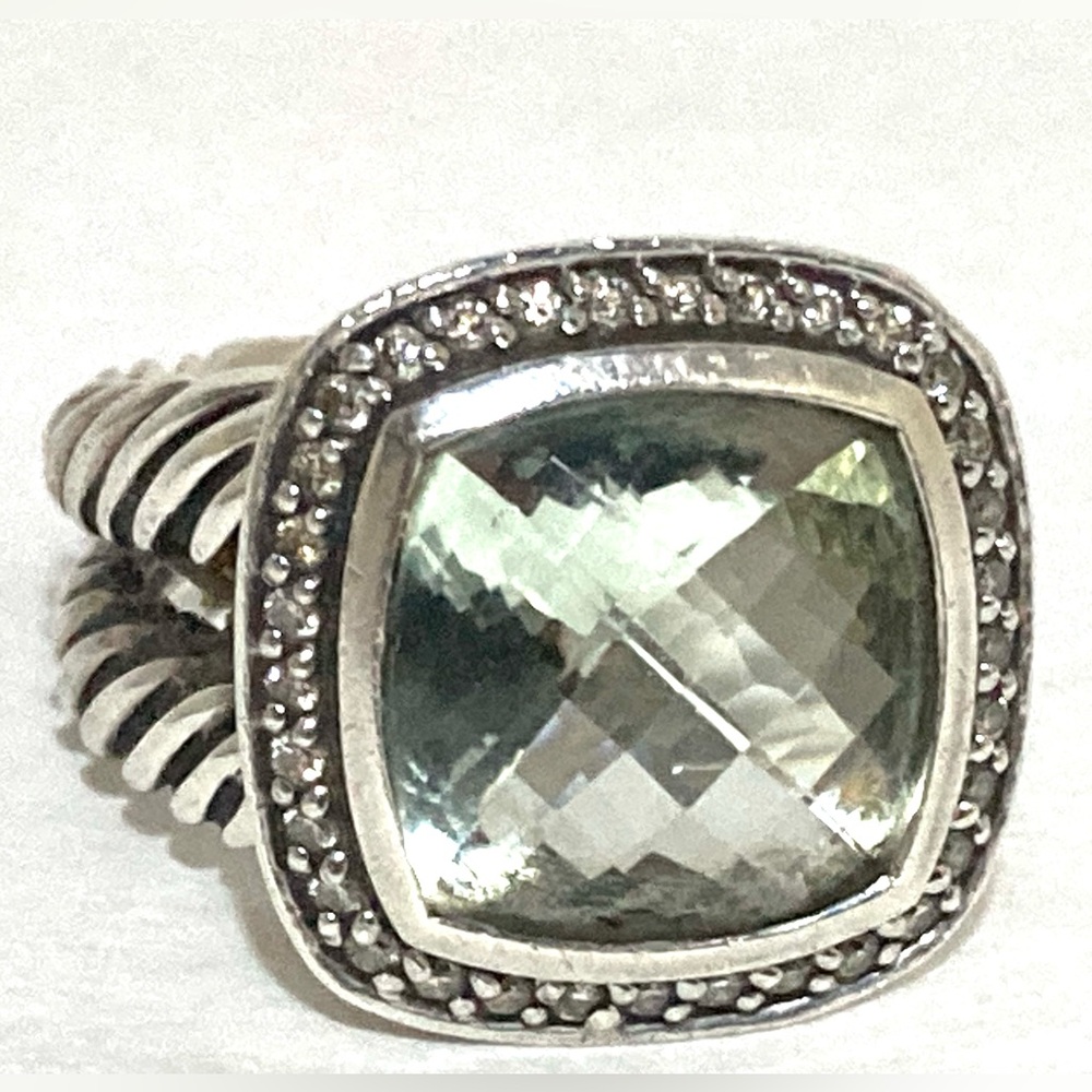 David Yurman Prasiolite & Diamond Albion Ring Size 6